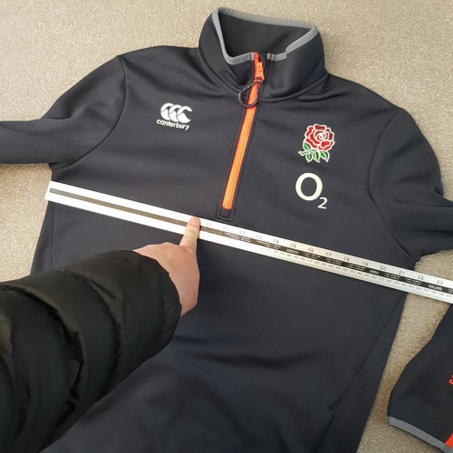 Canterbury Inglaterra 1/4 Cremallera Top Medio Azul Rugby Pullover Entrenamiento Taladro O2 - Imagen 7 de 14