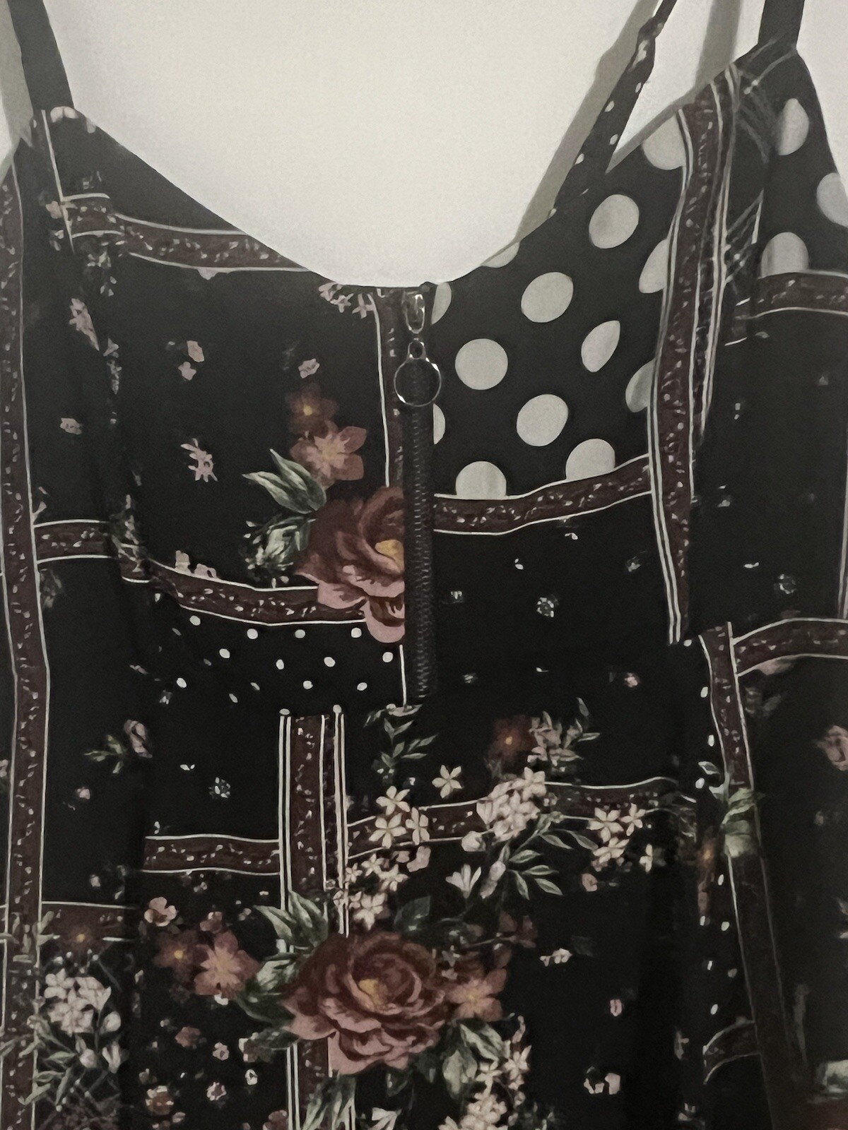 Torrid Black Floral Patchwork Georgette Zip Front… - image 7