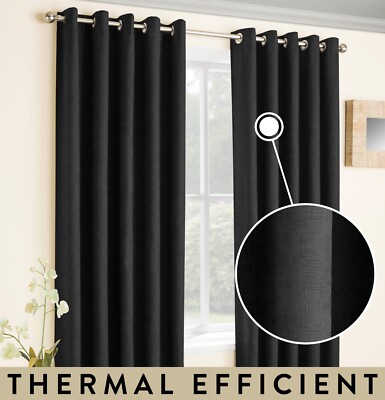 Schwarz 90x108'' Thermo Vorhänge Raumverdunkelung für Wohnzimmer & Schlafzimmer