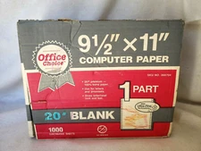 OFFICE CHOICE #20 Blank 1000 Continuous Sheets 9.5"x11" Computer Paper #368704