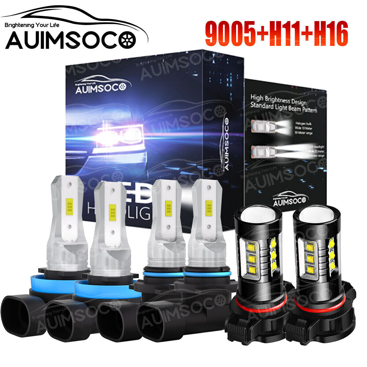 Car LED Headlight +Fog Lights Kit Bulbs Combo For GMC Canyon 2015 2016 2017-2020