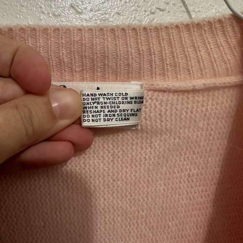 Vintage Carducci Pink Angora Wool Knit Sweater Womens Sz L Beaded Sequin 80s - Picture 9 of 15