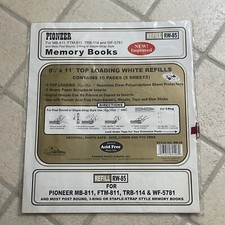 Pioneer 8 1/2 X 11  Memory Book Refill Pages 5 Pack RW-85 White