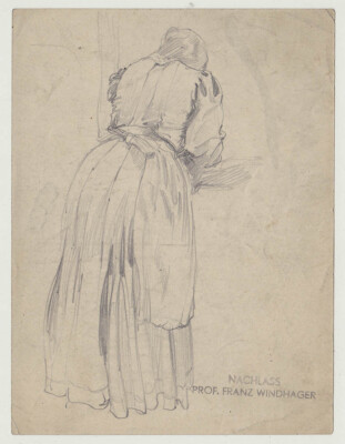 (2)1910s figure study by Austrian Franz Windhager (1879 1959), with estate stamp