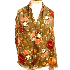 UNBRANDED FLORAL BROWN RECTANGLE COTTON scarf  60/27 in #A55