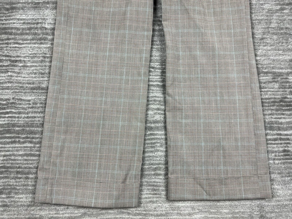 Larry Levine Pants Womens 10 Beige Plaid Cuffed Straight Stretch Polyester Blend - Image 3 of 4