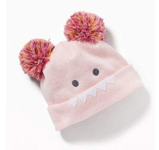 Old Navy- Pink Critter Pom Pom Beanie Hat- Girls Medium- NWT