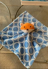 HB Hudson Baby Orange Fox Blue Security Blanket Circles ~ Spare Lovey! EUC