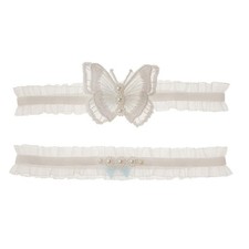 Wedding Garter For Bride Bridal Set Stretchy Lace Leg Flower Floral White Prom