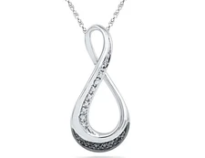 Black and White Diamond Infinity Pendant Necklace in in Sterling Silver