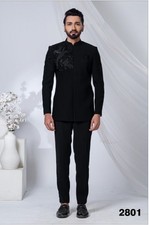Black Embroidered Men  s Bandhgala Suit  Luxury Handcrafted Sherwani Style 2026