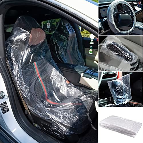 400 Pcs Disposable Car Seat Covers Steering Wheel Covers Gear Selector Covers - Picture 2 of 8
