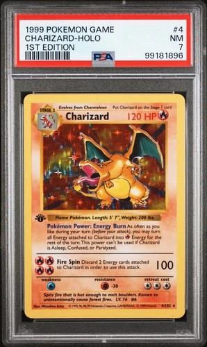1999 Pokemon 1st Edition Charizard Shadowless Holo #4 PSA 7 NM Base Set Grail