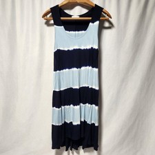 Calvin Klein Womens Navy Blue Tie Dye Stripe Sleeveless Jersey Dress Size 8