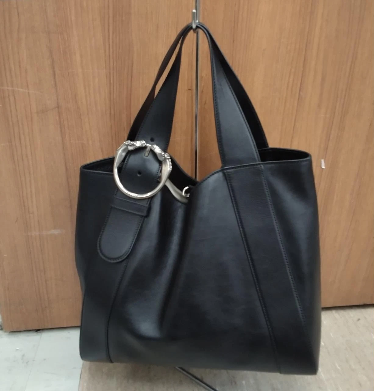 Sac GUCCI fourre tout double cheval cuir 296877 noir bon cadeau authentique 0419a