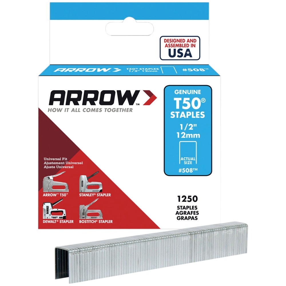 Arrow T50 Staples 12mm (1/2in) Box 1250