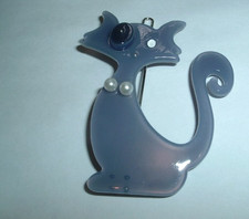 PURPLE CAT KITTEN W WHITE PEARLS HAIR BARRETTE NEW W TAG