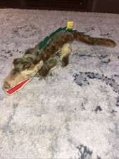 Vintage 1960s Gaty Steiff 12" Alligator with Original Name Tag and Button in Ear