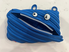 NEW Zipit Monster Teeth 3 Ring Binder Pouch Pencil Case Cosmetic Bag Blue 9 x 6