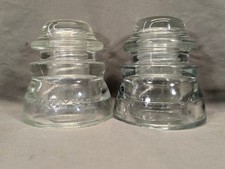 Pair Of Hemingray 45 Clear Glass Telephone In...