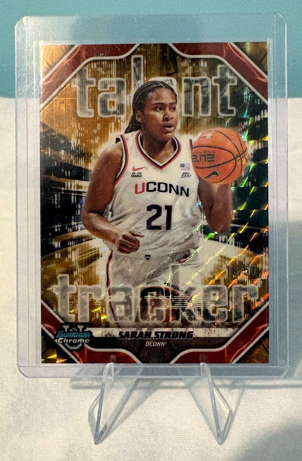 2025-26 Bowman SARAH STRONG Talent Tracker Gold Geometric Refractor /50