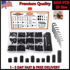 500 Pcs 25 Size Set Screws Metric&SAE Assortment Kit 12.9 Alloy Steel Head Socke
