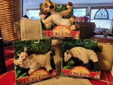 Vtg 1994 Mattel Lion King Plush Toys w/Vinyl Heads  Shenzi, Timon, Pumba  NOS