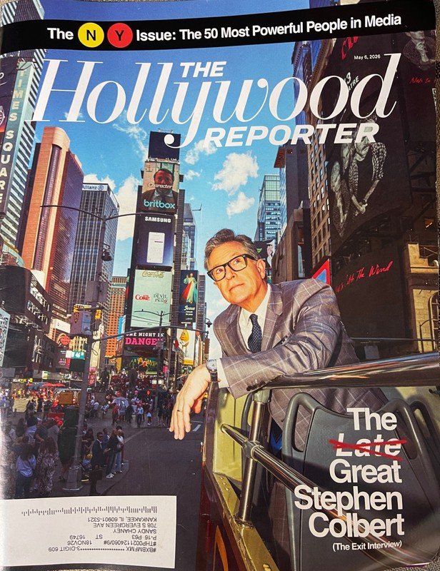 "STEPHEN COLBERT OFF. 2026 'HOLLYWOOD REPORTER' MAGAZINE BACK ISSUE"