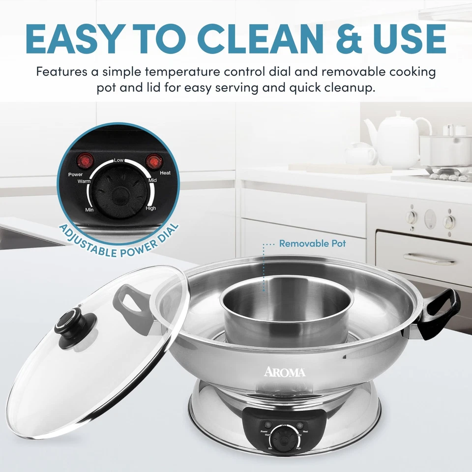 5 夸脱不锈钢双隔层火锅慢炖锅电动1500瓦 — 第 4/4 张图片