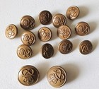 VTG 13+2 Waterbury Button Company Blazer 22mm 17mm Set Brass Kings Crown Rope — photo 1