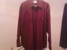Burgandy TRU-WEST Rockmount Ranch Wear Mens Shirt Western Diamond Snap MEDIUM