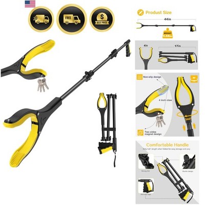 44 Inch Extra Long Grabber Reacher Tool，Foldable Trash Pick Up Stick for Seni...