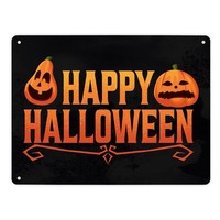 Happy Halloween Metallschild XL In 21X28 Cm Mit Lustigen KüRbissen