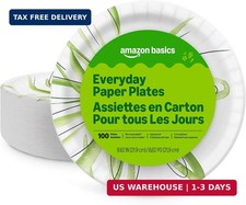 Amazon Basics Everyday Disposable Paper Plates, 8.62 Inch, Microwave-Safe, Cut R