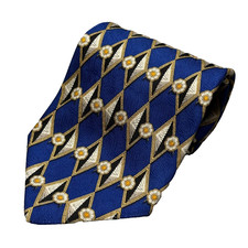 Valentino Tie 100% Silk Satin Made in Italy Diamond Blue/Gold 4.5