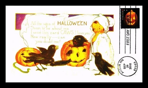 DR JIM STAMPS US COVER HALLOWEEN JACK O LANTERNS FIRST DAY ISSUE PANDA CACHET