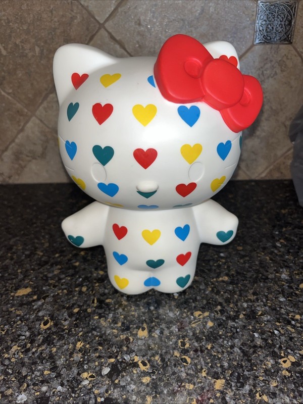8 inch Sanrio Hello Kitty Hearts Piggy Bank -no stopper