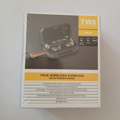 TWS F9-5 In-Ear-Kopfhörer True Wireless Bluetooth mit Power Bank, Schwarz