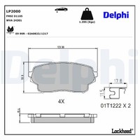 Delphi Bremsbelagsatz Scheibenbremse LP2000 FüR JT Vitara Suzuki 1 FT HT 2 TE TD