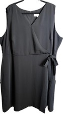Black Wrap Side Tie Sheath Dress, Size 22, Sleeveless V-Neck, NWT, Loft Plus