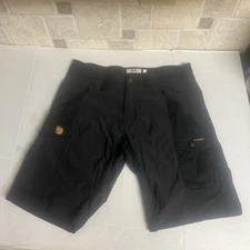 Fjallraven Abisko Shorts Mens 33-34 Black G-1000 Hiking Cargo Zip Pockets