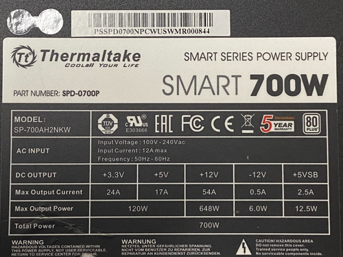 Thermaltake Smart 700W 80 Plus Power Supply SPD-0700P | PS46 - Bild 2 von 12