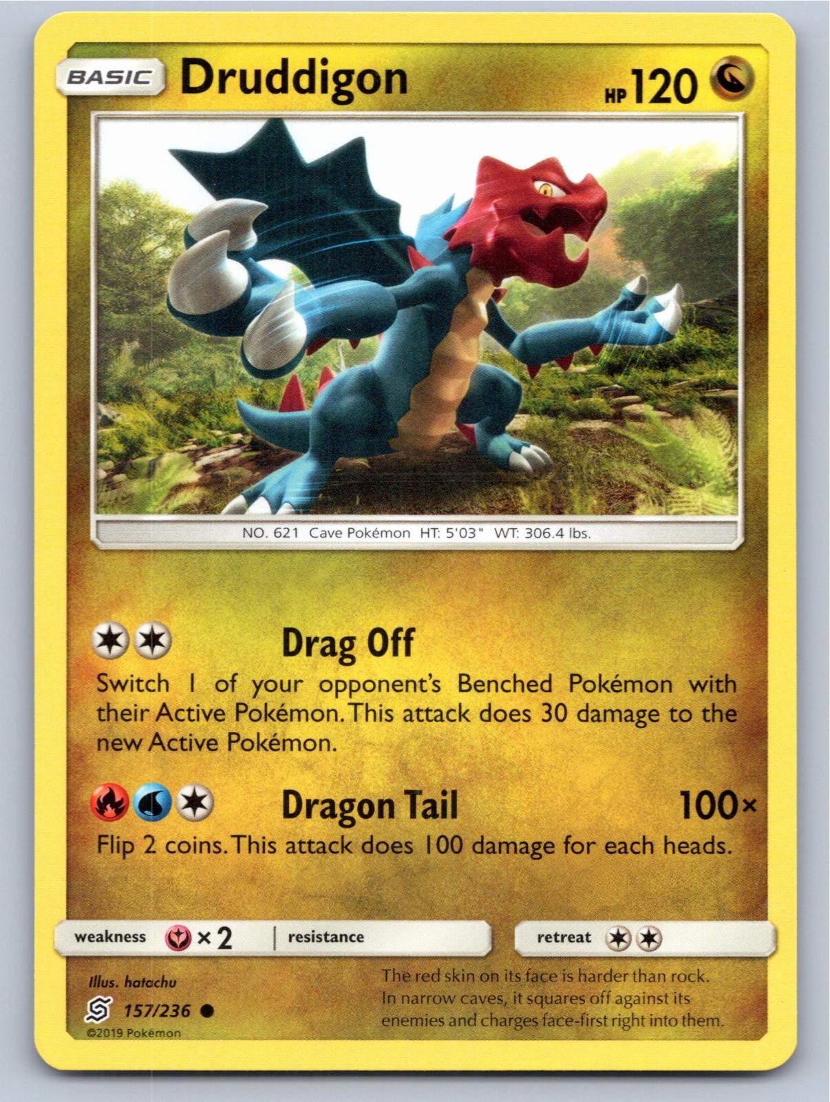 2019 POKEMON DRUDDIGON UNIFIED MINDS 157/236 C LP A69865 FREE S&H