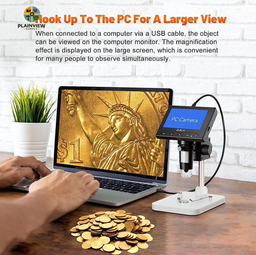 Microscope, LCD Digital Coin Microscope 1000X, Coin Magnifier with 8 Adjustable - Afbeelding 4 van 12