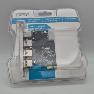 DIGITUS DS-30221-1 4-Port USB 3.0 PCI Express-Karte, original Verschweißt