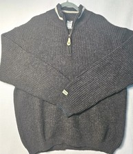 Columbia Vintage Shetland Wool Jumper Mens L Brown 1/4 Zip Knit Sweater