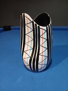 Retro 50s 60s.ceramic Multi Coloured Vase.