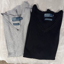 VTG Polo Ralph Lauren Sweater Vest Men's 2XL Black And Gray Pima Cotton 2PK