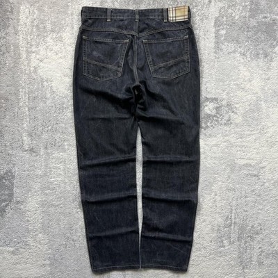 Vintage Burberry Denim Jeans W34 X L33 Straight Leg Nova Check Logostickerei