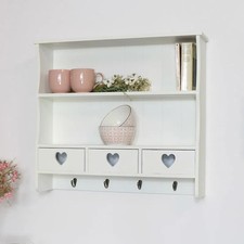Large Cream Wall Shelving Unit - Country Kitchen Style with heart design